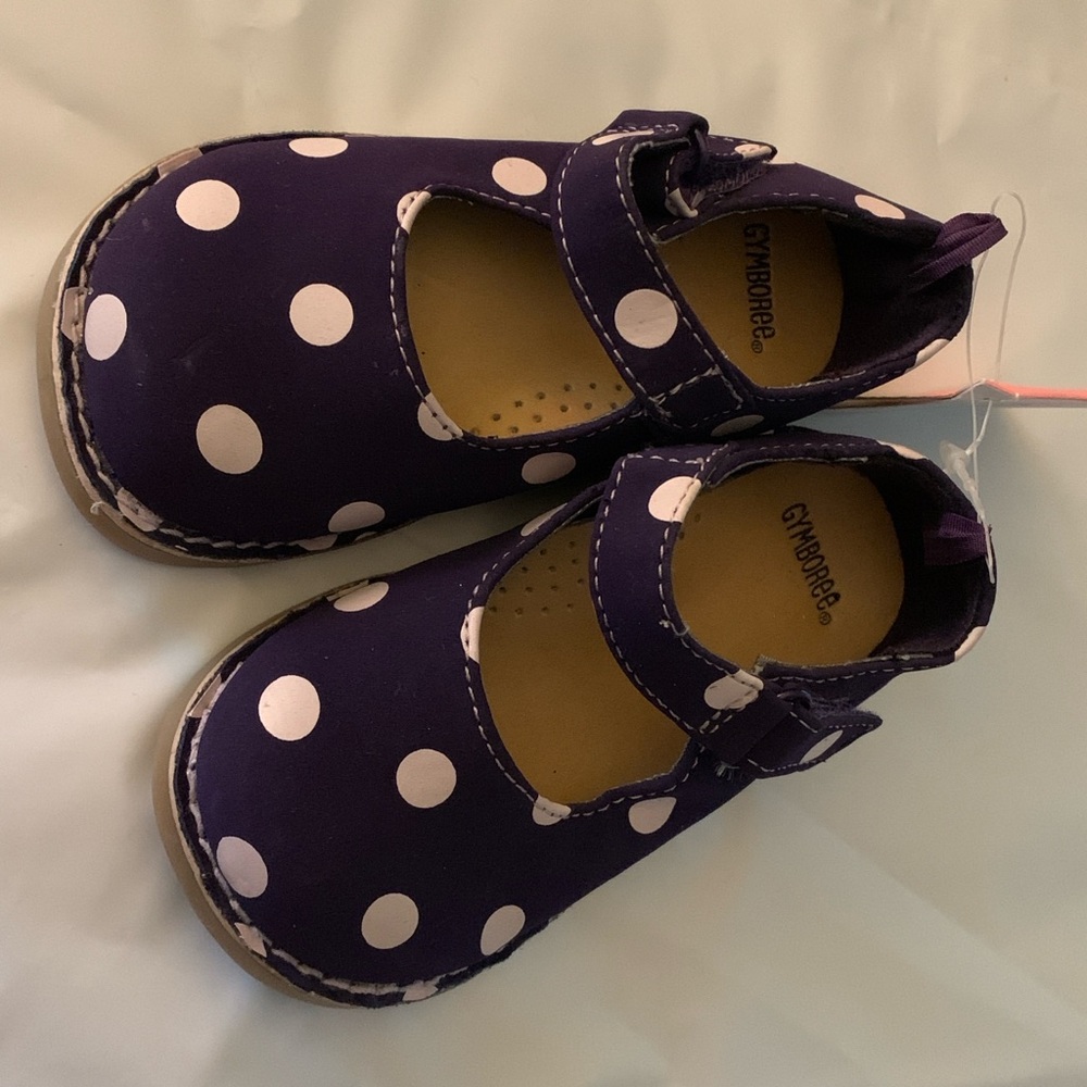NWT Gymboree Kids Shoes with Purple and White Polka Dots NEW